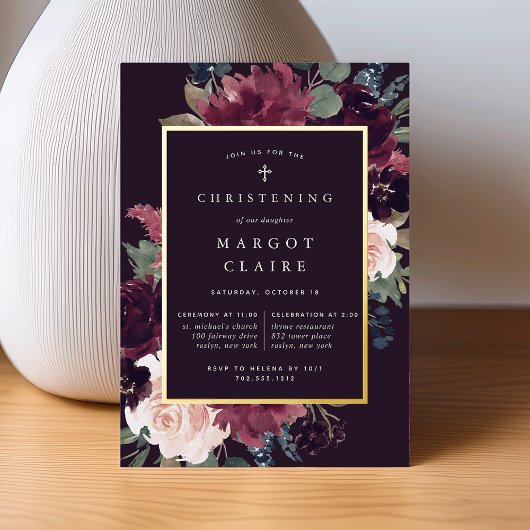 Plum Blossom Christening of Baptisme Folie Uitnodiging