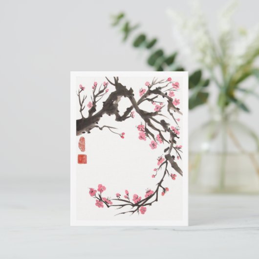Plum Blossom Curve Briefkaart (Staand voorkant)