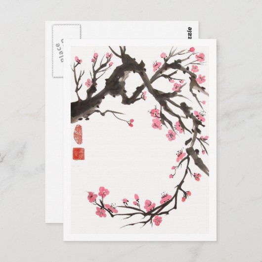 Plum Blossom Curve Briefkaart (Voorkant / Achterkant)