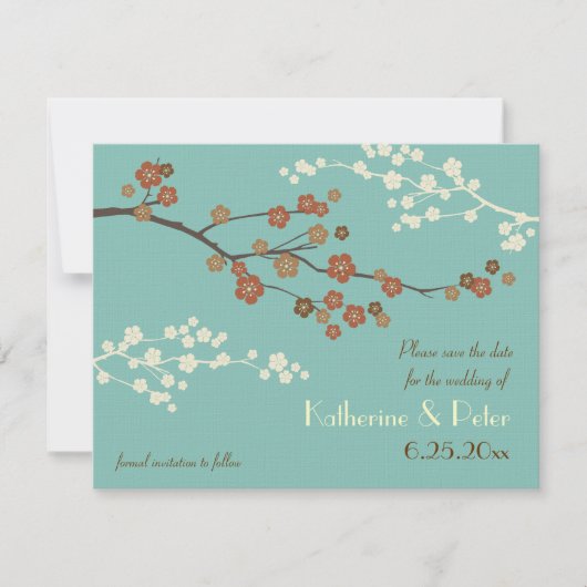 Plum Blossom Custom Save the Date Invision Card (Voorkant)