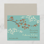 Plum Blossom Custom Save the Date Invision Card (Voorkant / Achterkant)