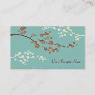 Plum Blossom Custom Visitekaartje Blauwgroen Blue