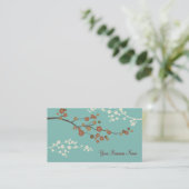 Plum Blossom Custom Visitekaartje Blauwgroen Blue (Staand voorkant)