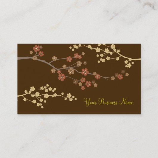 Plum Blossom Custom Visitekaartje Brown (Voorkant)