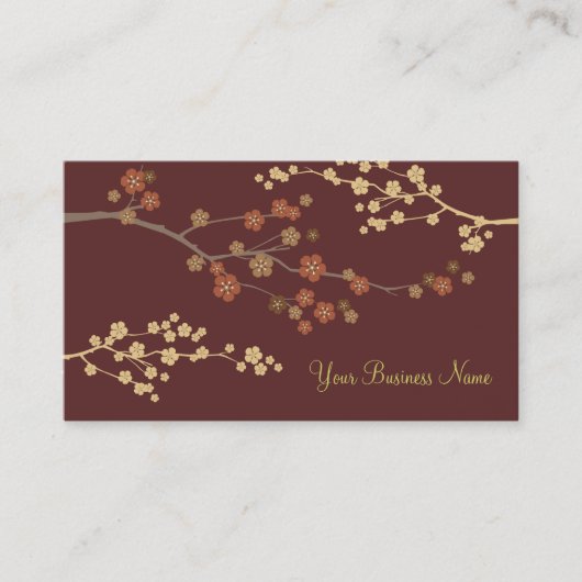 Plum Blossom Custom Visitekaartje Maroon (Voorkant)