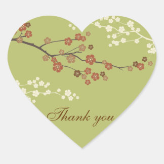 Plum Blossom Dank u Hart Sticker Lichtgroen