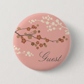 Plum Blossom Design Custom Button Antiek roze (Voorkant)