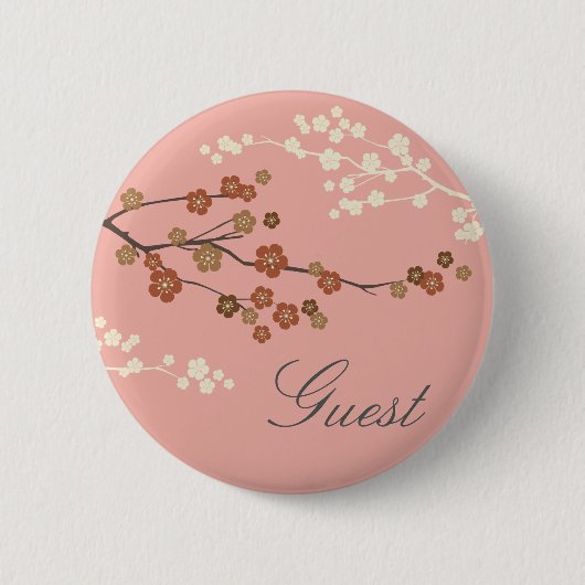 Plum Blossom Design Custom Button Antiek roze (Voorkant)