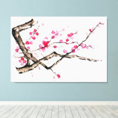 Plum Blossom - één Canvas Afdruk (Insitu (Houten vloer))