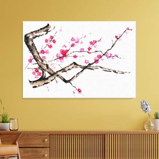 Plum Blossom - één Canvas Afdruk (Insitu (Woonkamer))