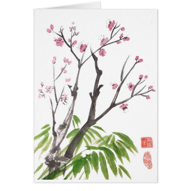 Plum Blossom en Bamboo Card (Voorkant)
