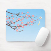 Plum Blossom en Glass Wind Chime op Light Blue Muismat (Met muis)