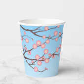 Plum Blossom en Glass Wind Chime op Light Blue Papieren Bekers (Voorkant)