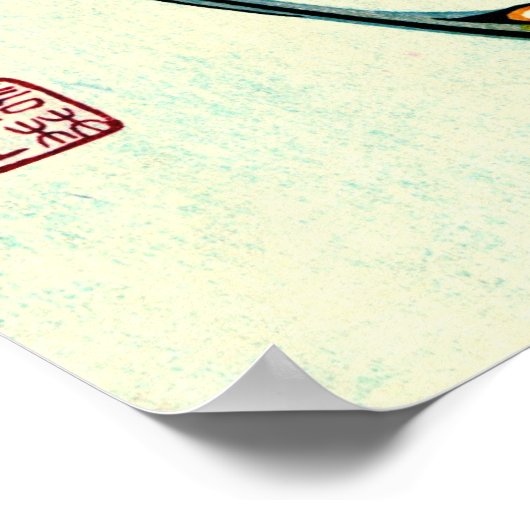 Plum Blossom en Long-tailed Magpie 1844 Poster (Hoek)