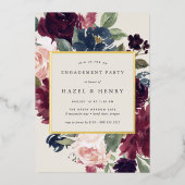 Plum Blossom Engagement Party Folie Uitnodiging (Voorkant)