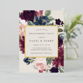 Plum Blossom Engagement Party Folie Uitnodiging (Staand Voorkant)