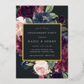Plum Blossom Engagement Party Folie Uitnodiging (Voorkant)