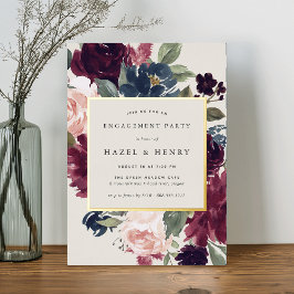 Plum Blossom Engagement Party Folie Uitnodiging