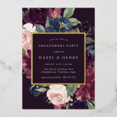Plum Blossom Engagement Party Folie Uitnodiging (Voorkant)