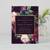 Plum Blossom Engagement Party Folie Uitnodiging (Staand Voorkant)