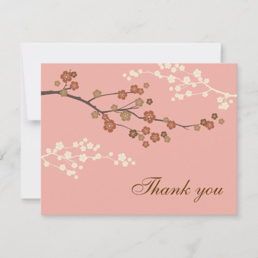 Plum Blossom Flat Dank u kaart Antiek Roze (Voorkant)