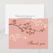 Plum Blossom Flat Dank u kaart Antiek Roze (Voorkant / Achterkant)