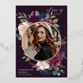 Plum Blossom Folie Foto Afstuderen Aankondiging (Voorkant)