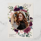 Plum Blossom Folie Foto Afstuderen Aankondiging (Voorkant)