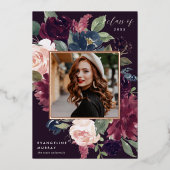 Plum Blossom Folie Foto Afstuderen Aankondiging (Voorkant)