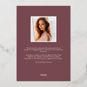 Plum Blossom Folie Foto Afstuderen Aankondiging (Achterkant)