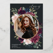 Plum Blossom Folie Foto Afstuderen Aankondiging (Voorkant)