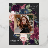 Plum Blossom Folie Foto Afstuderen Aankondiging (Voorkant)