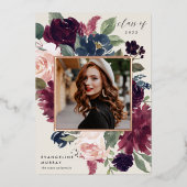 Plum Blossom Folie Foto Afstuderen Aankondiging (Voorkant)