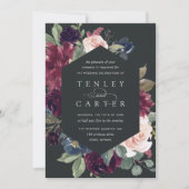 Plum Blossom Geometric Lijst Wedding Kaart (Voorkant)