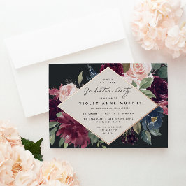 Plum Blossom Graduation Party Folie Uitnodiging