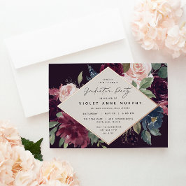 Plum Blossom Graduation Party Folie Uitnodiging