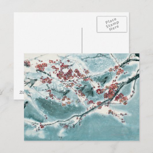 Plum Blossom in sneeuw Briefkaart (Voorkant / Achterkant)