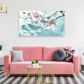 Plum Blossom in sneeuw Canvas Afdruk (Insitu (Woonkamer))
