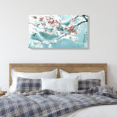 Plum Blossom in sneeuw Canvas Afdruk (Insitu (Slaapkamer))