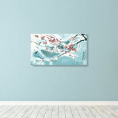Plum Blossom in sneeuw Canvas Afdruk (Insitu (Houten vloer))