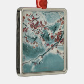 Plum Blossom in sneeuw Metalen Ornament (Rechts)