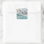 Plum Blossom in sneeuw Vierkante Sticker (Tas)