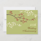 Plum Blossom Jubileum Party Invitation L-Green Kaart (Voorkant)