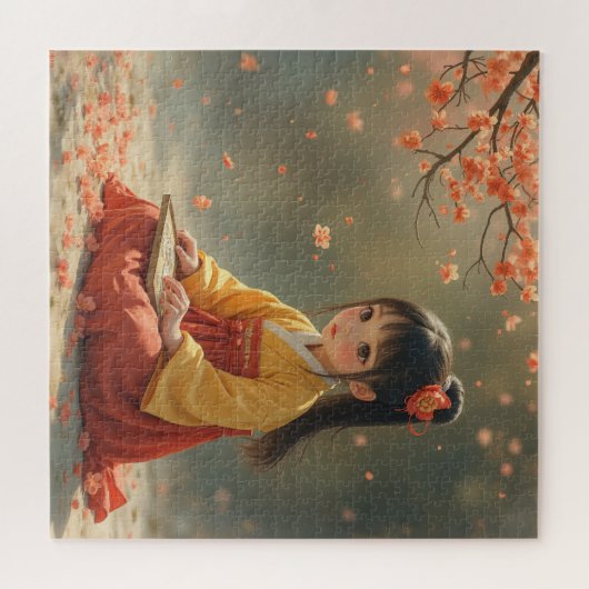 Plum blossom lady. legpuzzel (Horizontaal)