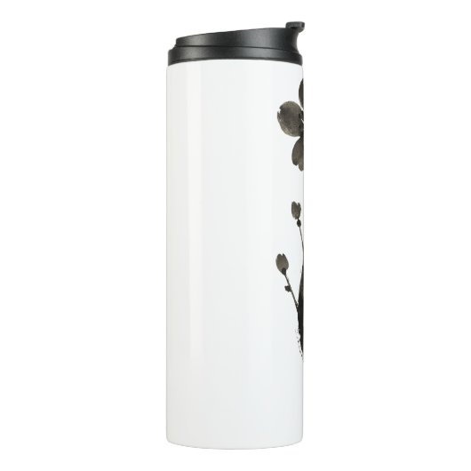 Plum Blossom Line Art – Botanisch ontwerp op Thermosbeker (Gedraaid links)