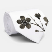 Plum Blossom Line Art – Botanisch Stropdas (Opgerold)
