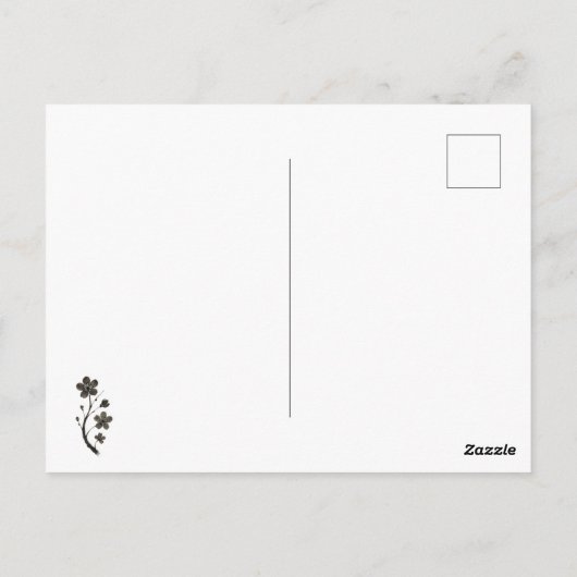 Plum Blossom Line Art – Minimal Botanical Briefkaa Briefkaart (Achterkant)