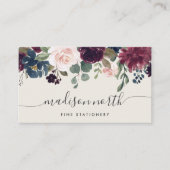 Plum Blossom | Moderne Waterverf Floral Visitekaartje (Voorkant)