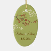 Plum Blossom Monogram Custom Ornament Light Green (Rechts)