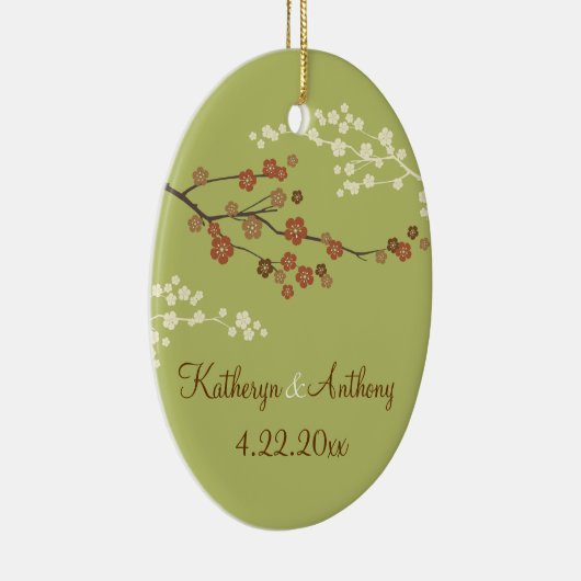 Plum Blossom Monogram Custom Ornament Light Green (Rechts)